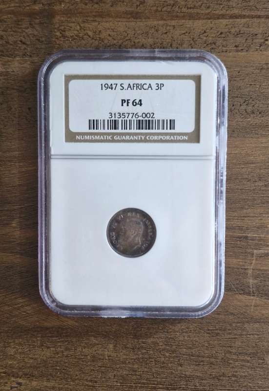 1947 South Africa 3 pence - PF 64