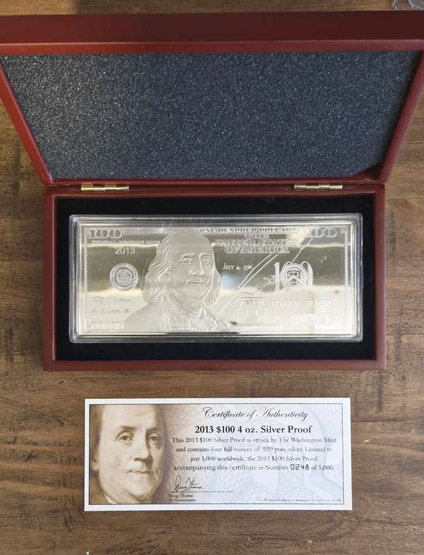 2013 $100 4Oz Silver (Silver Proof)