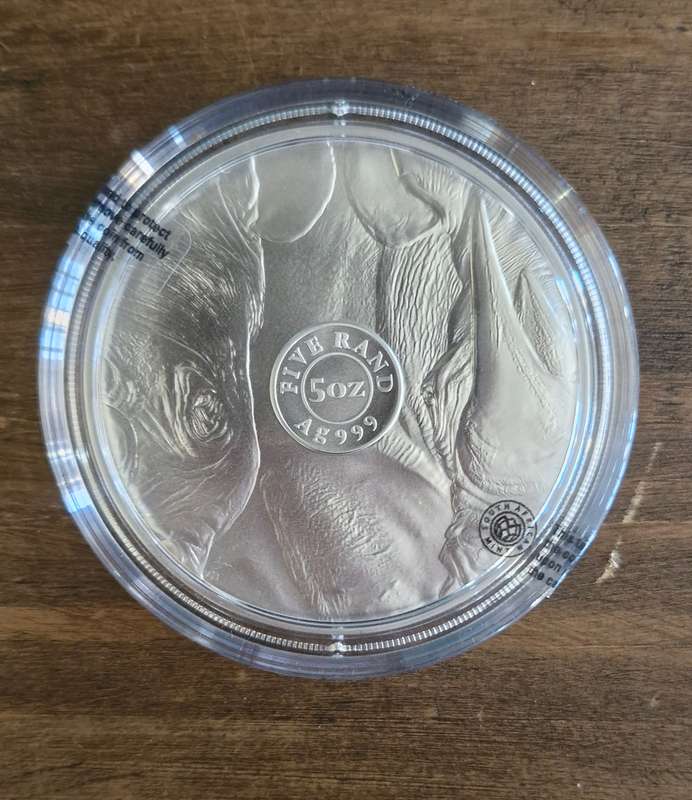 2022 Africa's Big Five - Rhino 5oz Fine Silver Brilliant Uncirculated