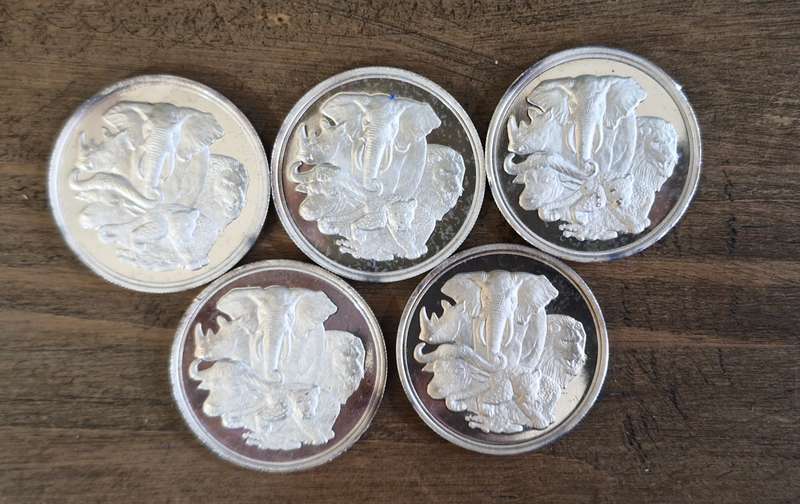 2000 Edition, African Big Five Fine Silver Set