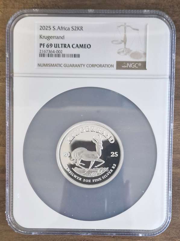 2025 South Africa 2Oz Silver Proof Krugerrand (PF 69 Ultra Cameo)