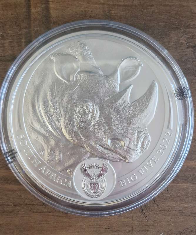 2022 Big Five Series ll R5 1KG Fine-Silver Brilliant Uncirculated Coin (Rhino)