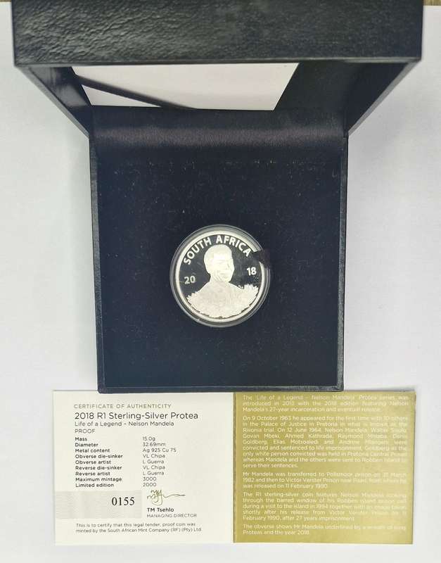 2018 Proof R1 Sterling - Silver Protea (Life of a Legend - Nelson Mandela)