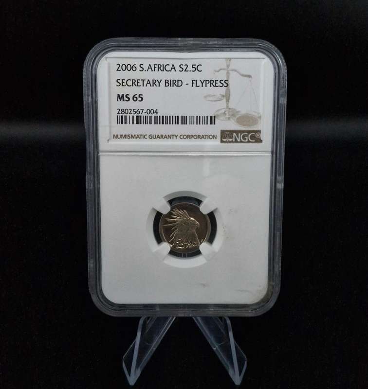 2006 South Africa S2.5c Secretary Bird - Flypress (MS65)