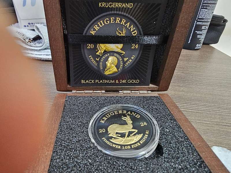 2024 South Africa Krugerrand Black Platinum & Gold Gliding 1 oz Silver