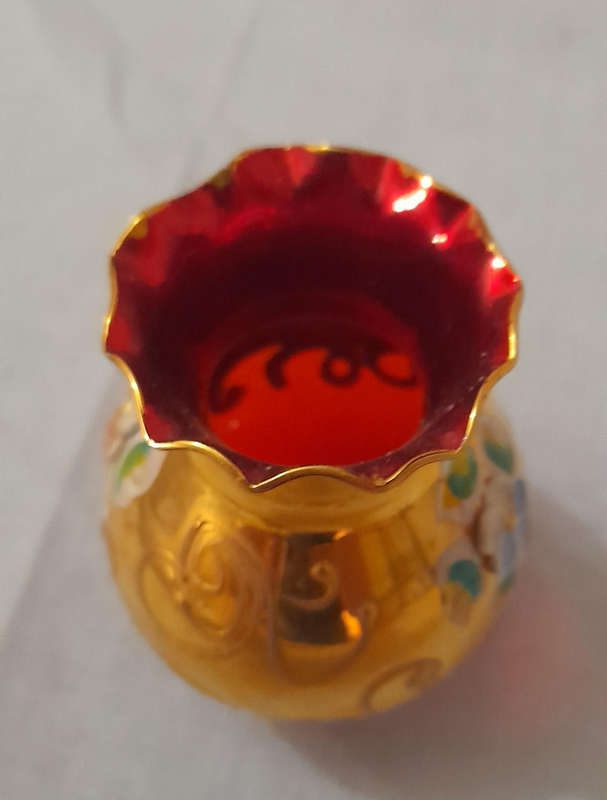 Vintage Mini Red & Gold Vase