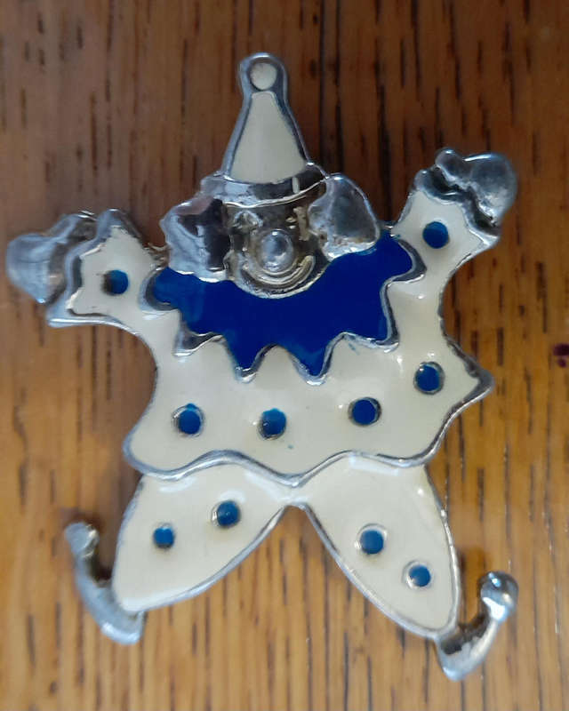 Vintage Enamel Clown Brooch