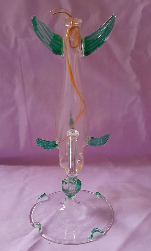 Vintage Glass Oil Lamp - Dolphin Shape