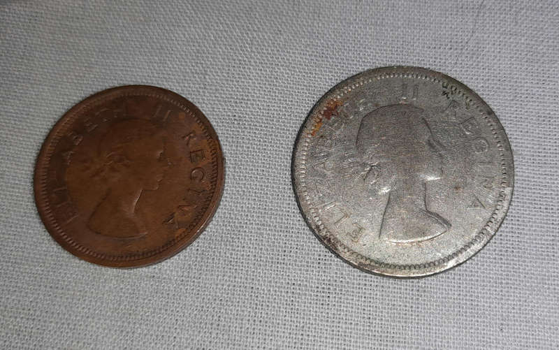Union Coin Combo - 1953 - 1 x 1/4 Penny & 1 x Shilling