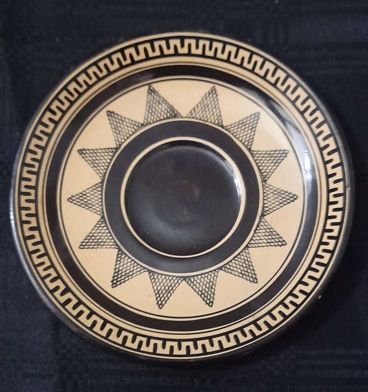 Greek Hand Painted Ceramic Esppresso Cup and Saucer