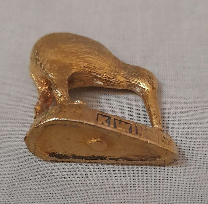 New Zealand Kiwi Gold Toned Figurine Souvenir