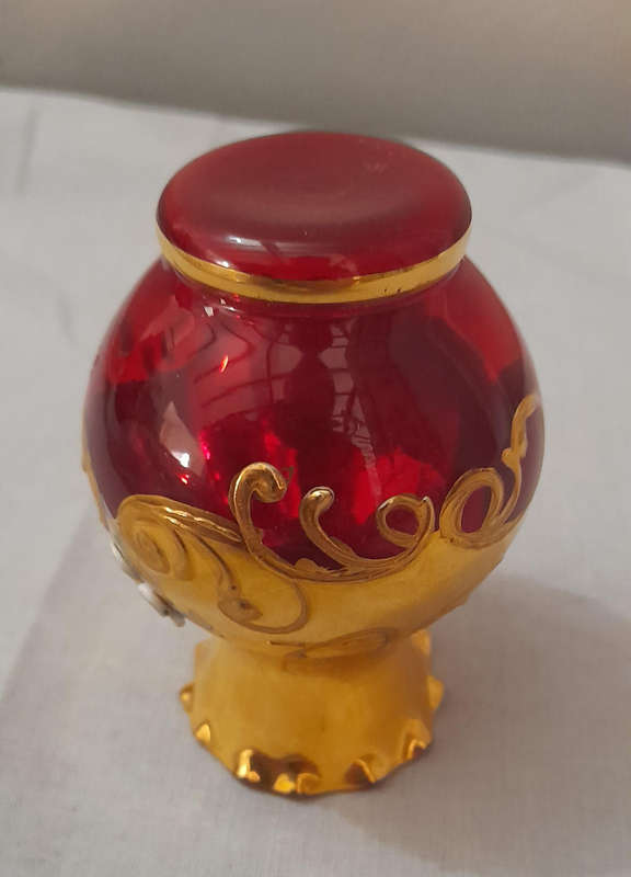 Vintage Mini Red & Gold Vase