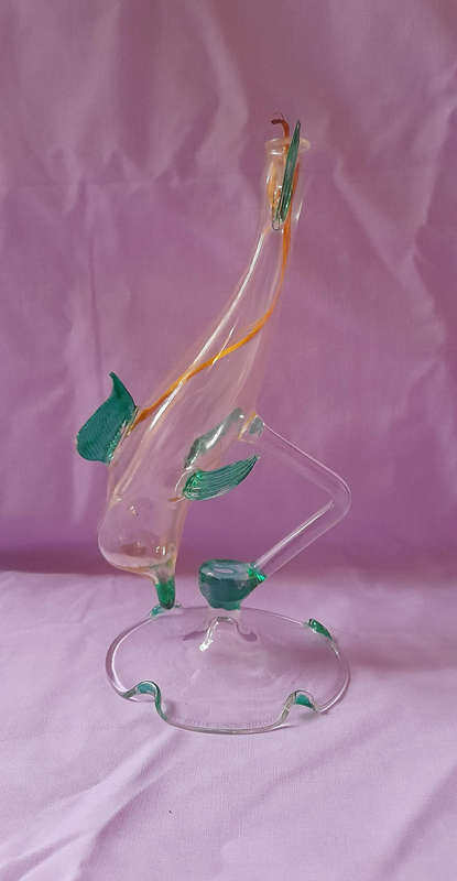 Vintage Glass Oil Lamp - Dolphin Shape