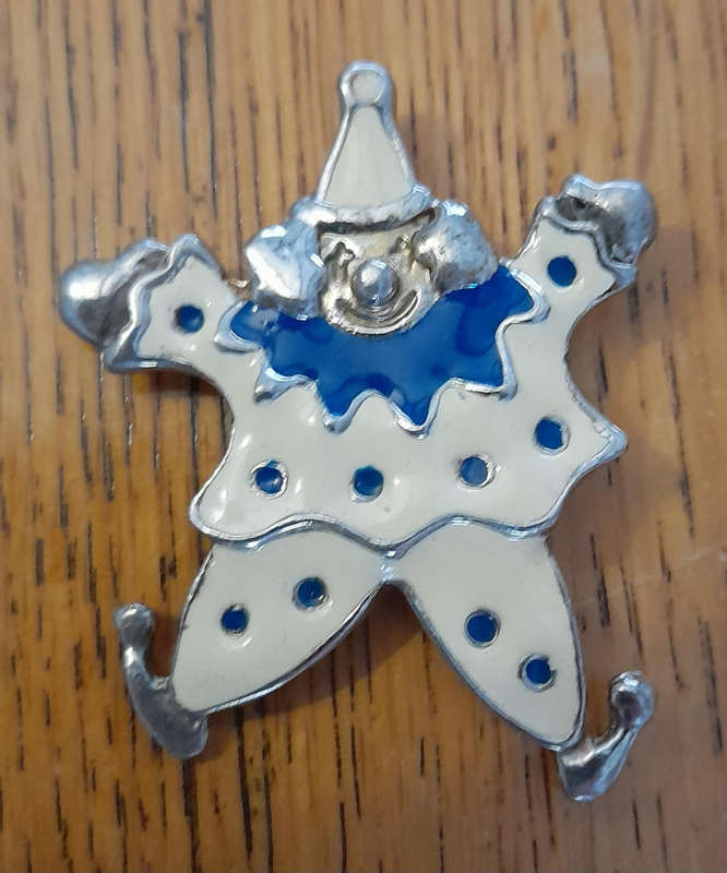 Vintage Enamel Clown Brooch