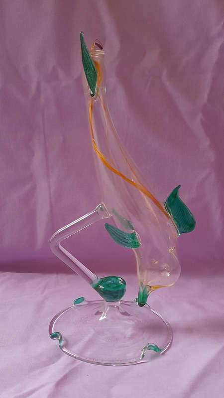 Vintage Glass Oil Lamp - Dolphin Shape