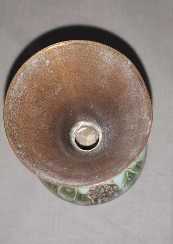 Vintage Delft Brass and Ceramic Bud Vase