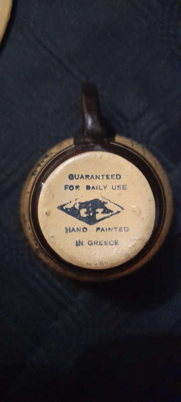 Greek Hand Painted Ceramic Esppresso Cup and Saucer