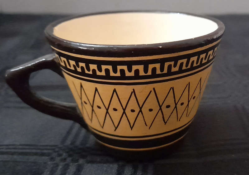 Greek Hand Painted Ceramic Esppresso Cup and Saucer