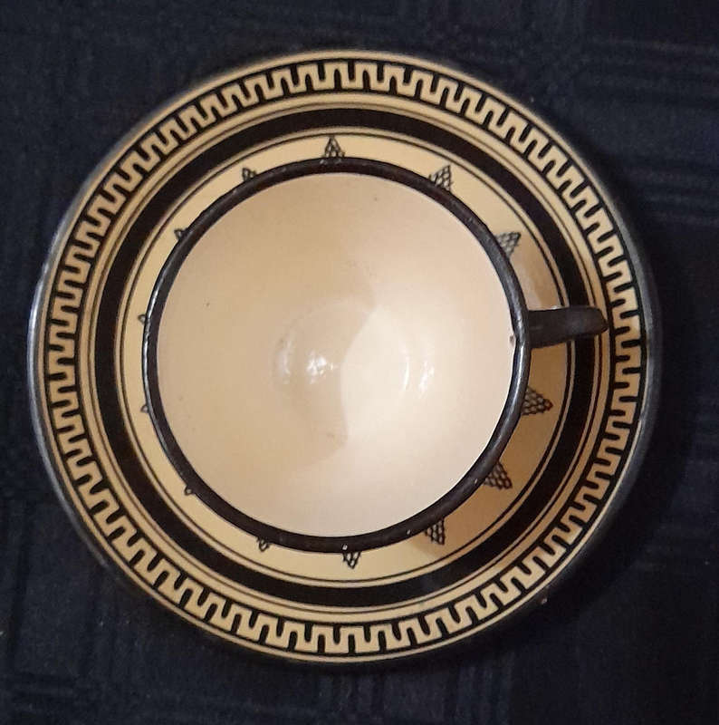 Greek Hand Painted Ceramic Esppresso Cup and Saucer