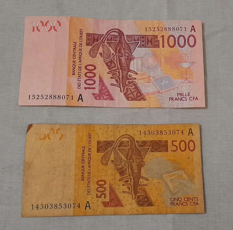 2 x West Africa CFA Franc Notes