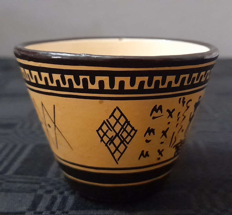 Greek Hand Painted Ceramic Esppresso Cup and Saucer