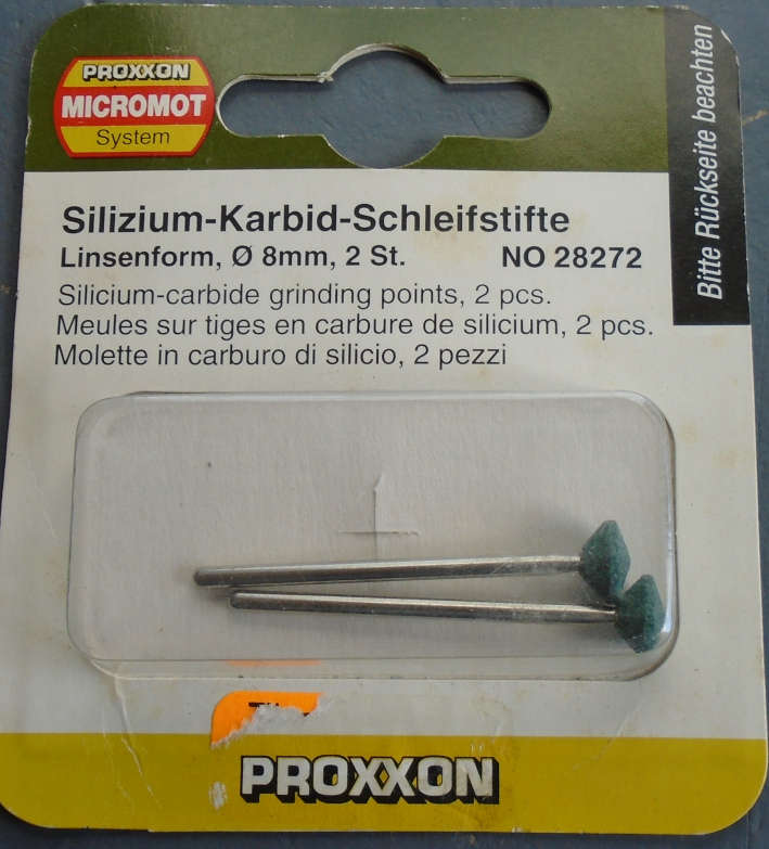 PROXXON - 282723 2 X SILICIUM CARBIDE GRINDING POINTS, 0.8mm- NEW OLD STOCK,CARDED