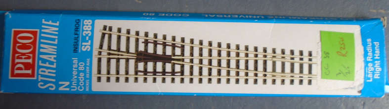 PECO N SCALE - SL-388 LONG RADIUS RH POINT, BOXED