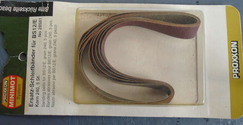 PROXXON - 28581 5 X SANDING BELTS FOR BS12/E 240 GRAIN - NEW OLD STOCK,CARDED