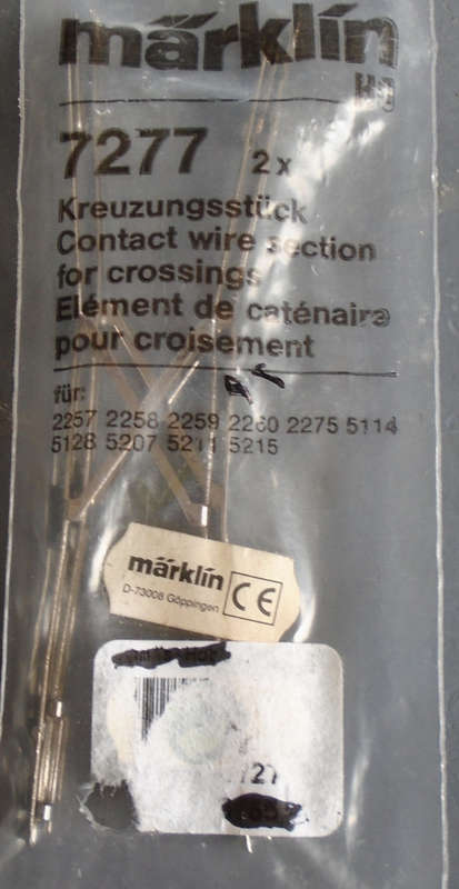 MARKLIN HO SCALE - 7277 CONTACT WIRE SECTION FOR CROSSINGS - IN PKT