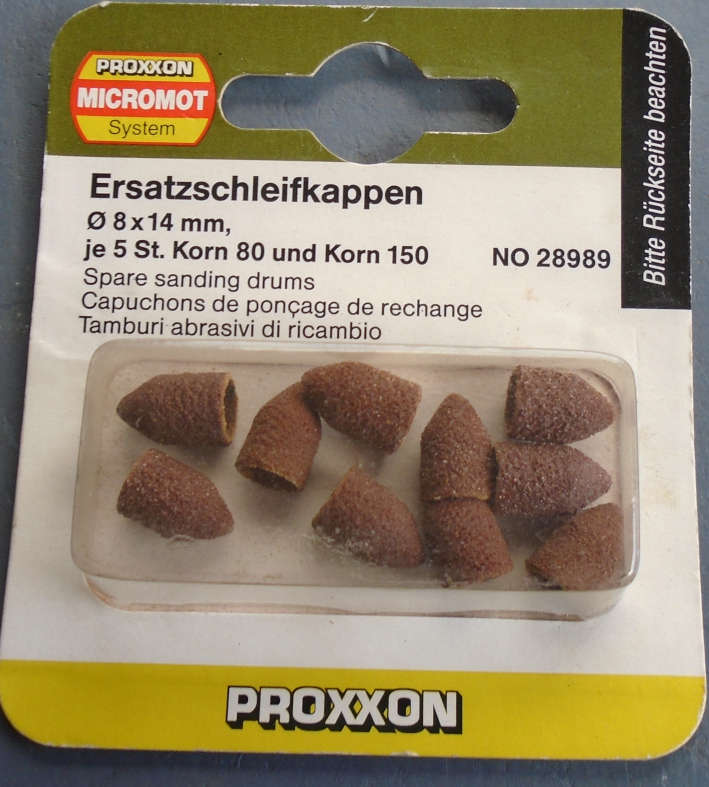 PROXXON - 28989 10 X 8mm DIAM X 14 mm SPARE SANDING DRUMS - NEW OLD STOCK,CARDED