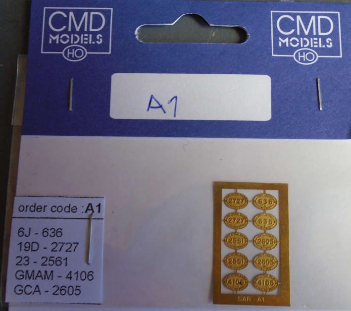 CMD HO SCALE - SAR STEAM LOCO NUMBER PLATES A1