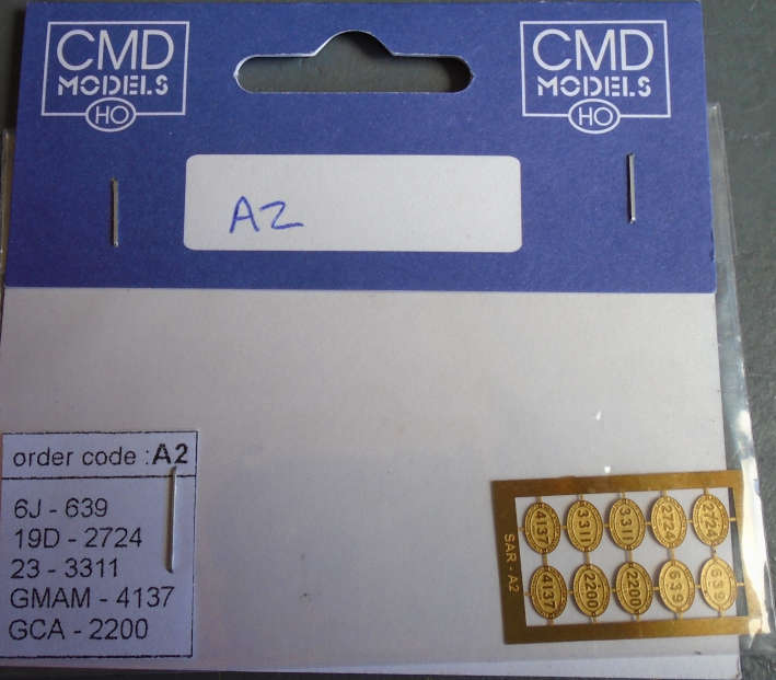 CMD HO SCALE - SAR STEAM LOCO NUMBER PLATES A2