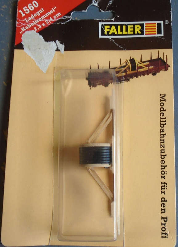 FALLER HO SCALE - CABLE DRUM LOAD 8.0X2.3X2.4cm, CARDED