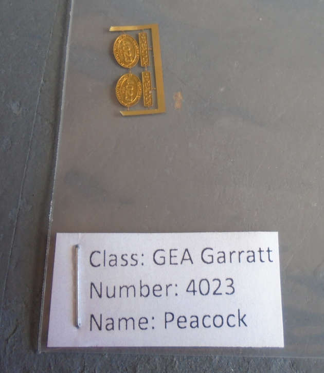 HO SCALE - SAR/TRANSNET NATIONAL COLLECTION STEAM LOCO PLATE NUMBER PLATE WITH NAME (PEACOCK) GARRAT