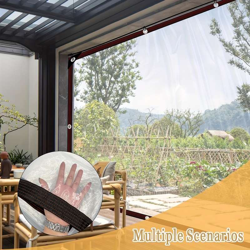 1 Piece Of Transparent Waterproof Tarpaulin With Cable Loop
