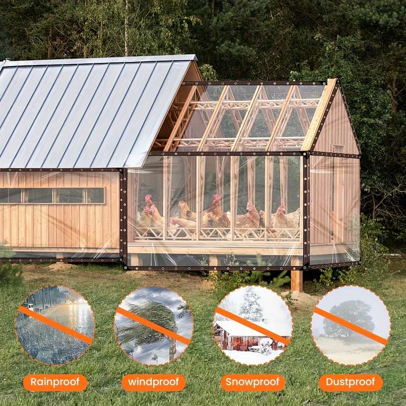 1 Piece Of Transparent Waterproof Tarpaulin With Cable Loop