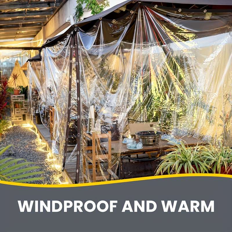 1 Piece Of Transparent Waterproof Tarpaulin With Cable Loop