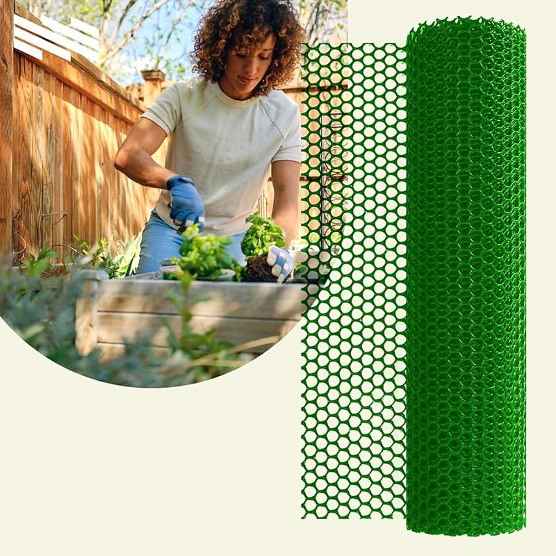 1 Piece Of Durable Green Plastic Mesh Fence