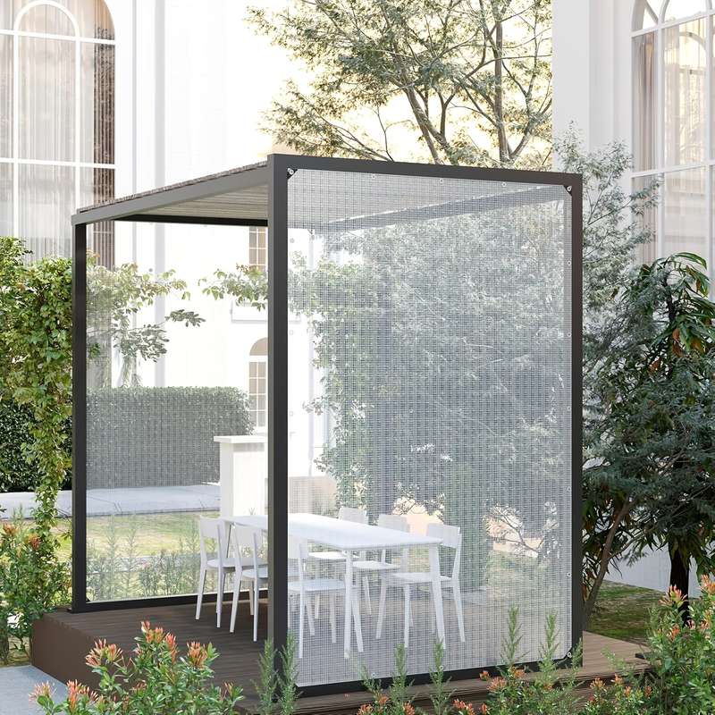 1 Uv-Resistant Transparent Tarp With Grommets