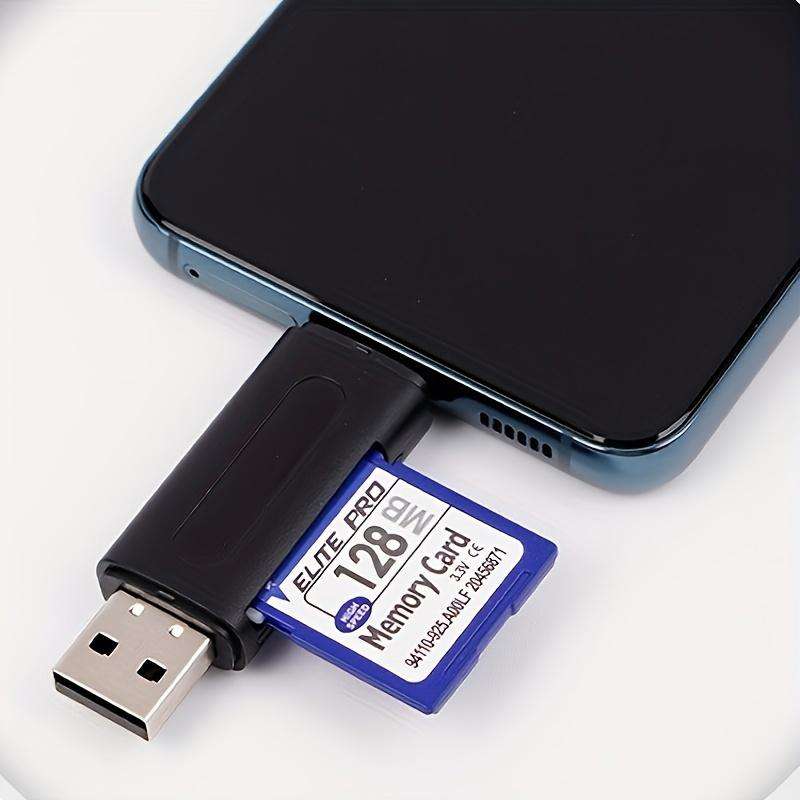 4-in-1 High-Speed USB Type C/USB A Dual Slot Memory Card Reader