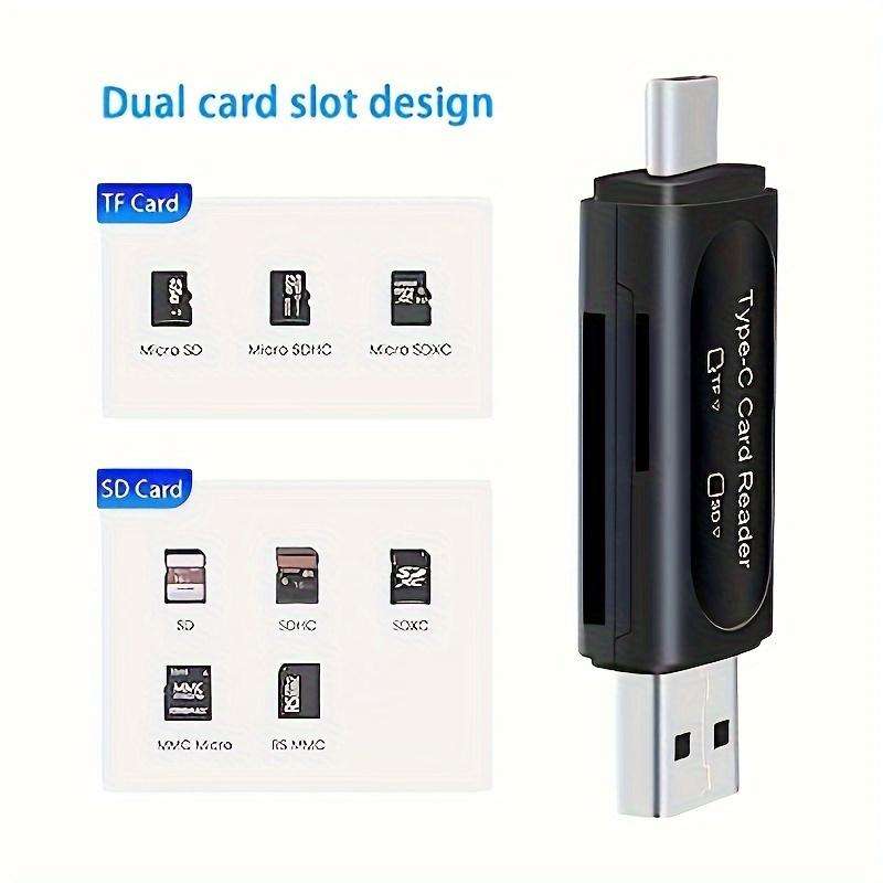 4-in-1 High-Speed USB Type C/USB A Dual Slot Memory Card Reader