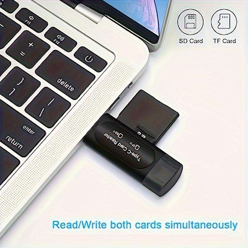 4-in-1 High-Speed USB Type C/USB A Dual Slot Memory Card Reader