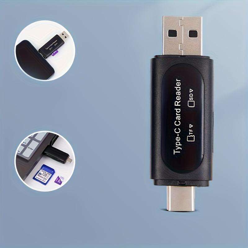 4-in-1 High-Speed USB Type C/USB A Dual Slot Memory Card Reader