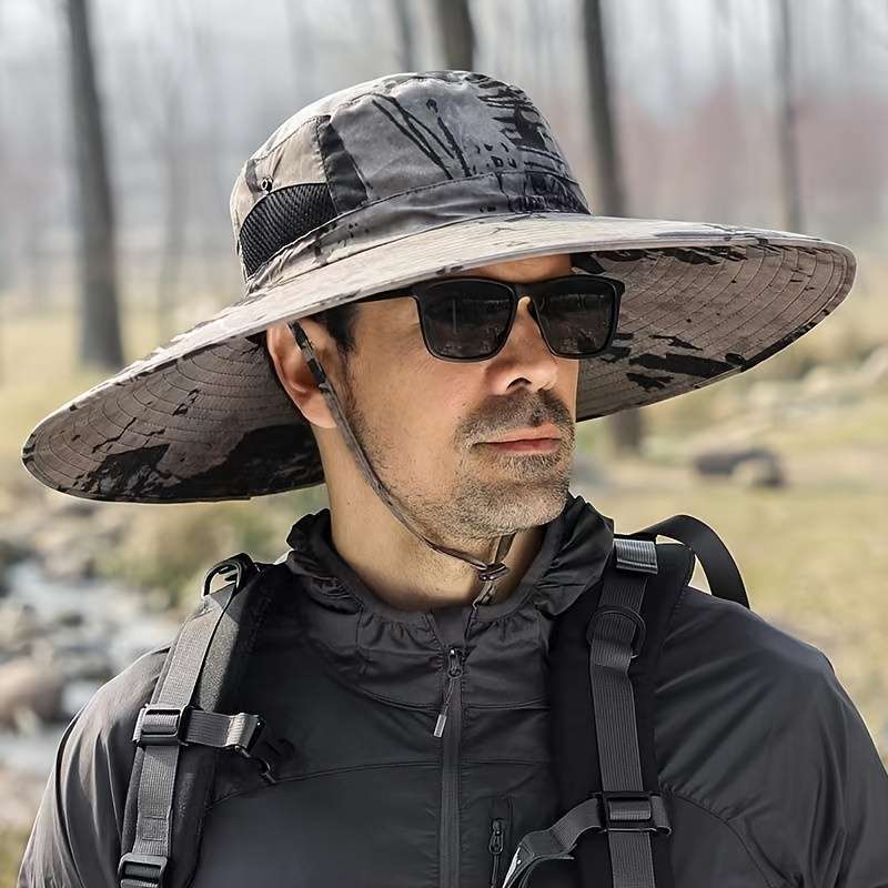 1 Pack Bucket Hat Men Wide Brim Sun Hat Waterproof Breathable Bucket Hat