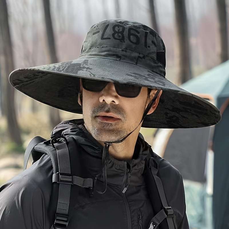 1 Pack Bucket Hat Men Wide Brim Sun Hat Waterproof Breathable Bucket Hat