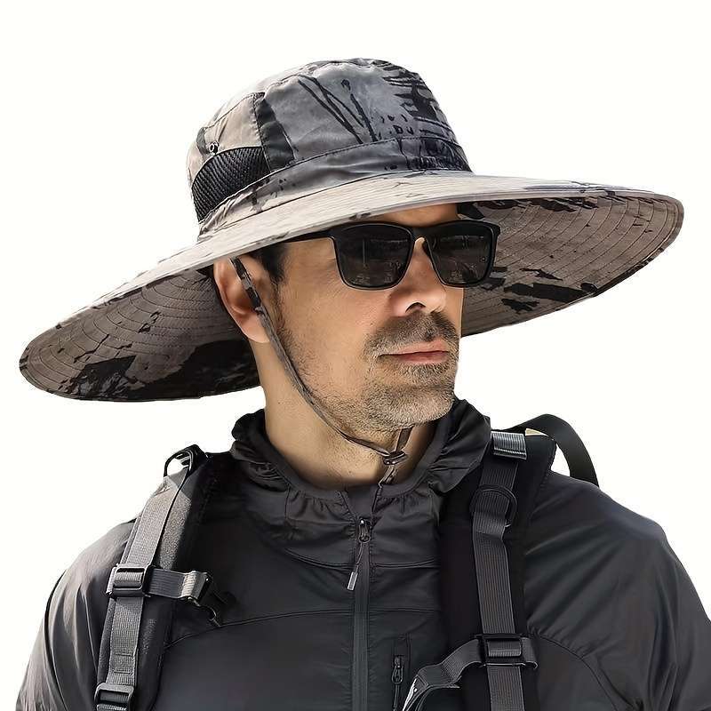 1 Pack Bucket Hat Men Wide Brim Sun Hat Waterproof Breathable Bucket Hat