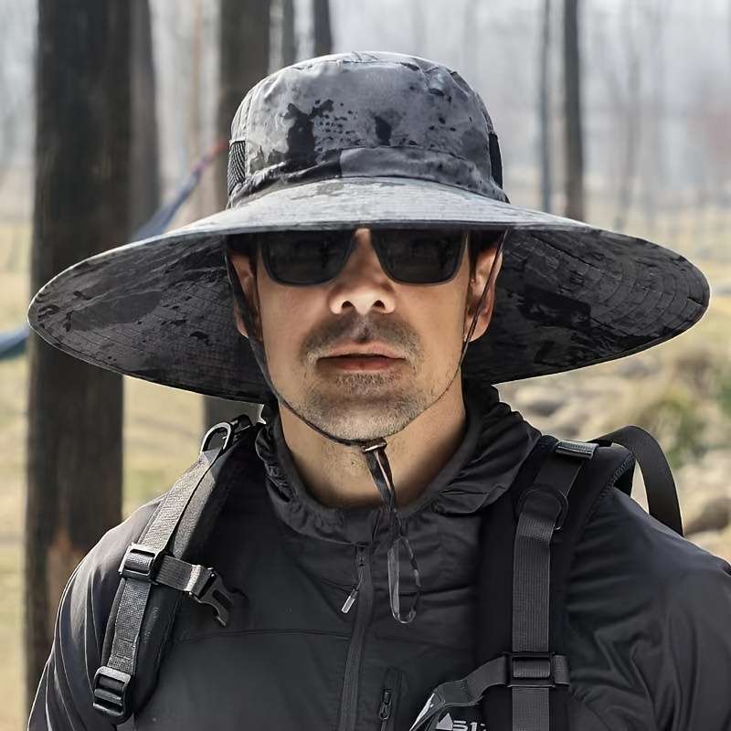 1 Pack Bucket Hat Men Wide Brim Sun Hat Waterproof Breathable Bucket Hat