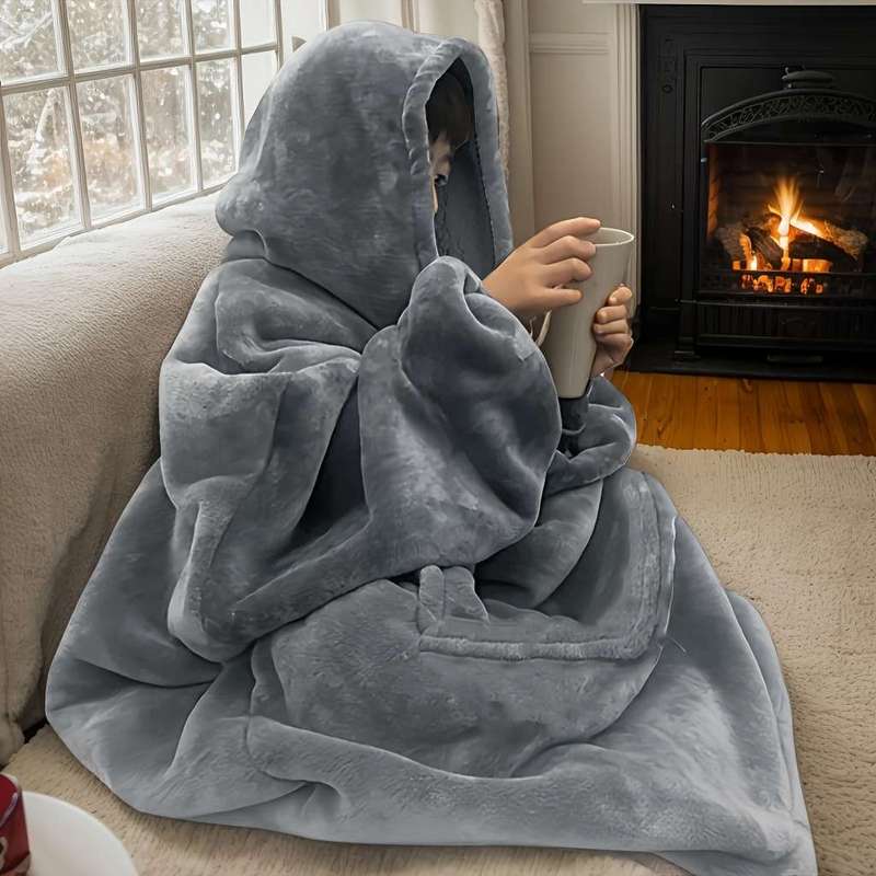 1 x Cozy Double Faced Fleece Hooded Blanket