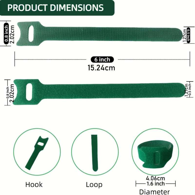 50Pieces Reusable 6 Inch Adjustable Non-Slip Nylon Plant Ties