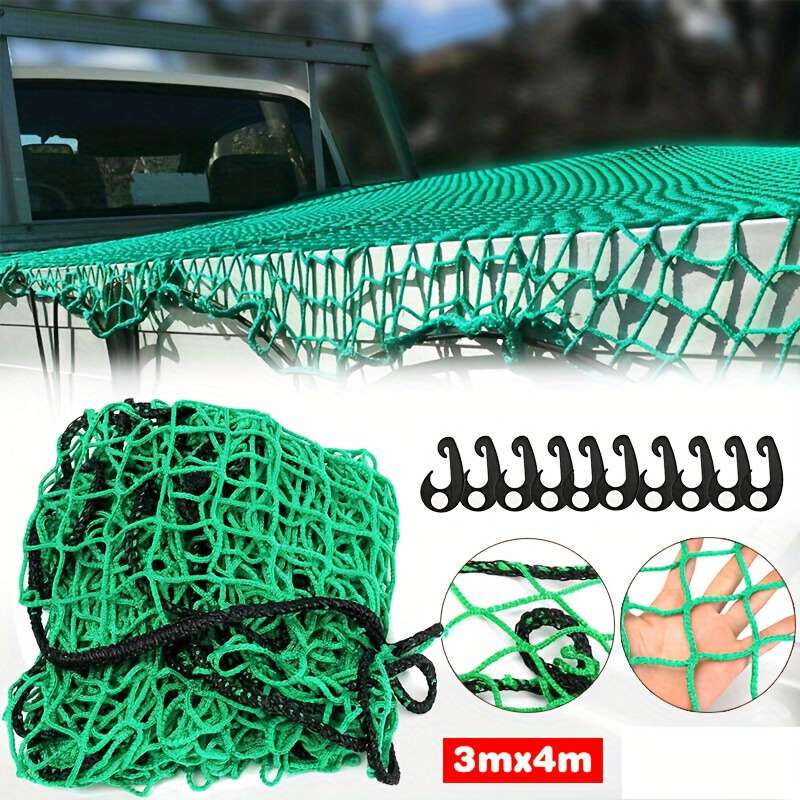 Nylon Cargo Net With Elastic Bungee Cords And 10 Hooks